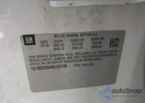 2017 Chevrolet Volt Lt from USA, damaged, VIN 1G1RC6S56HU122708